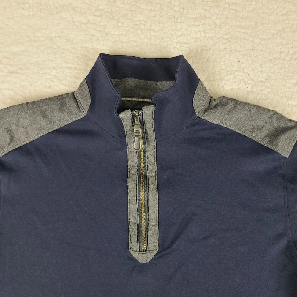 Banana Republic Sweater Mens Large Navy Blue Luxury Touch Quarter Zip Sweatshirt